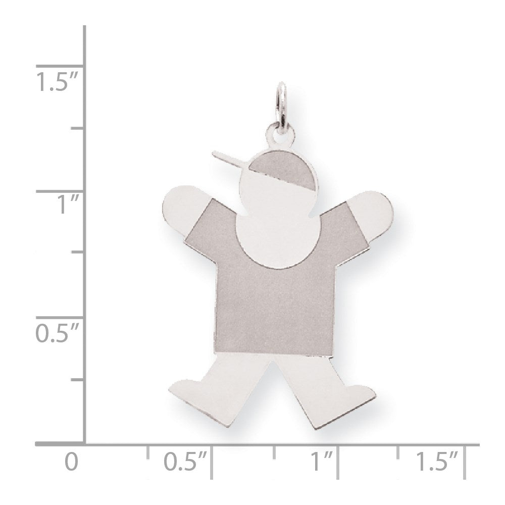 925 Sterling Silver Joy Kid Engravable Charm Pendant Jewelry Gifts (Length 1.37" Width 0.94")