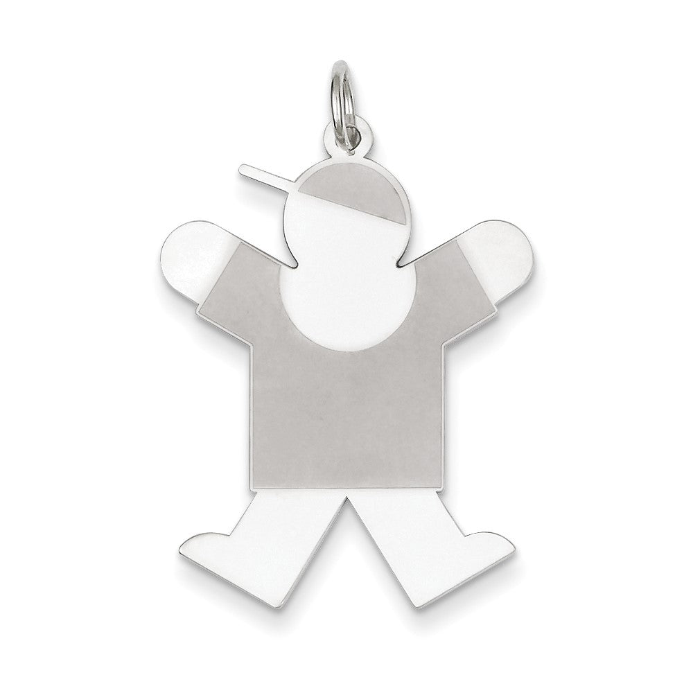 925 Sterling Silver Joy Kid Engravable Charm Pendant Jewelry Gifts (Length 1.37" Width 0.94")