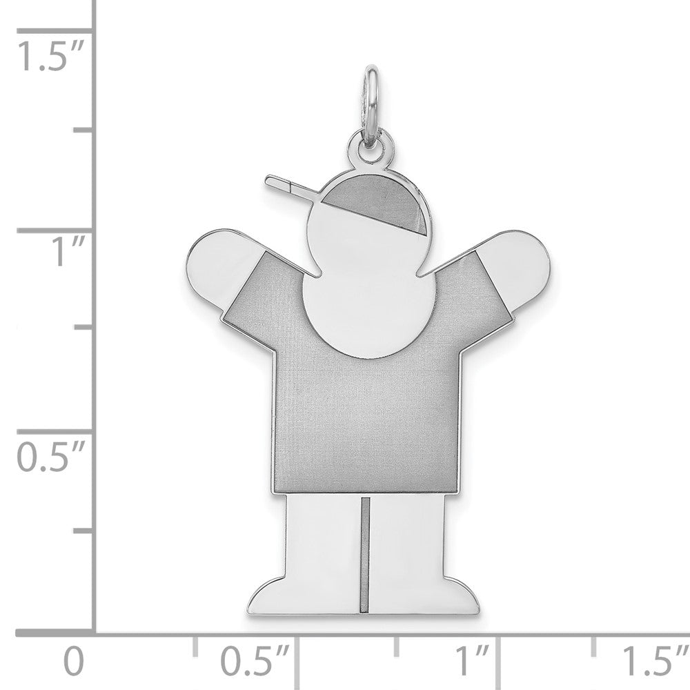 925 Sterling Silver Polished Laser Design Love Boy Engravable Charm Pendant Jewelry Gifts (Length 1.37" Width 0.91")