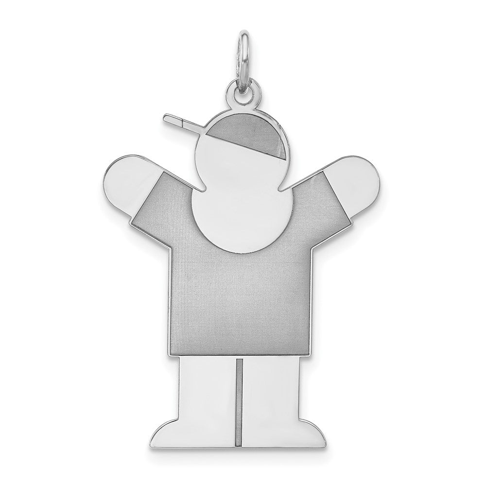 925 Sterling Silver Polished Laser Design Love Boy Engravable Charm Pendant Jewelry Gifts (Length 1.37" Width 0.91")