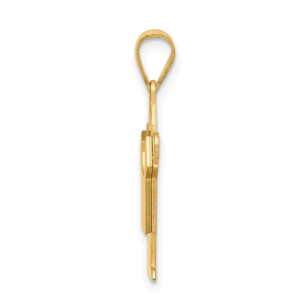 14k Yellow Gold Satin Boy Engravable Charm Pendant Jewelry Gifts (Length 0.98" Width 0.59")