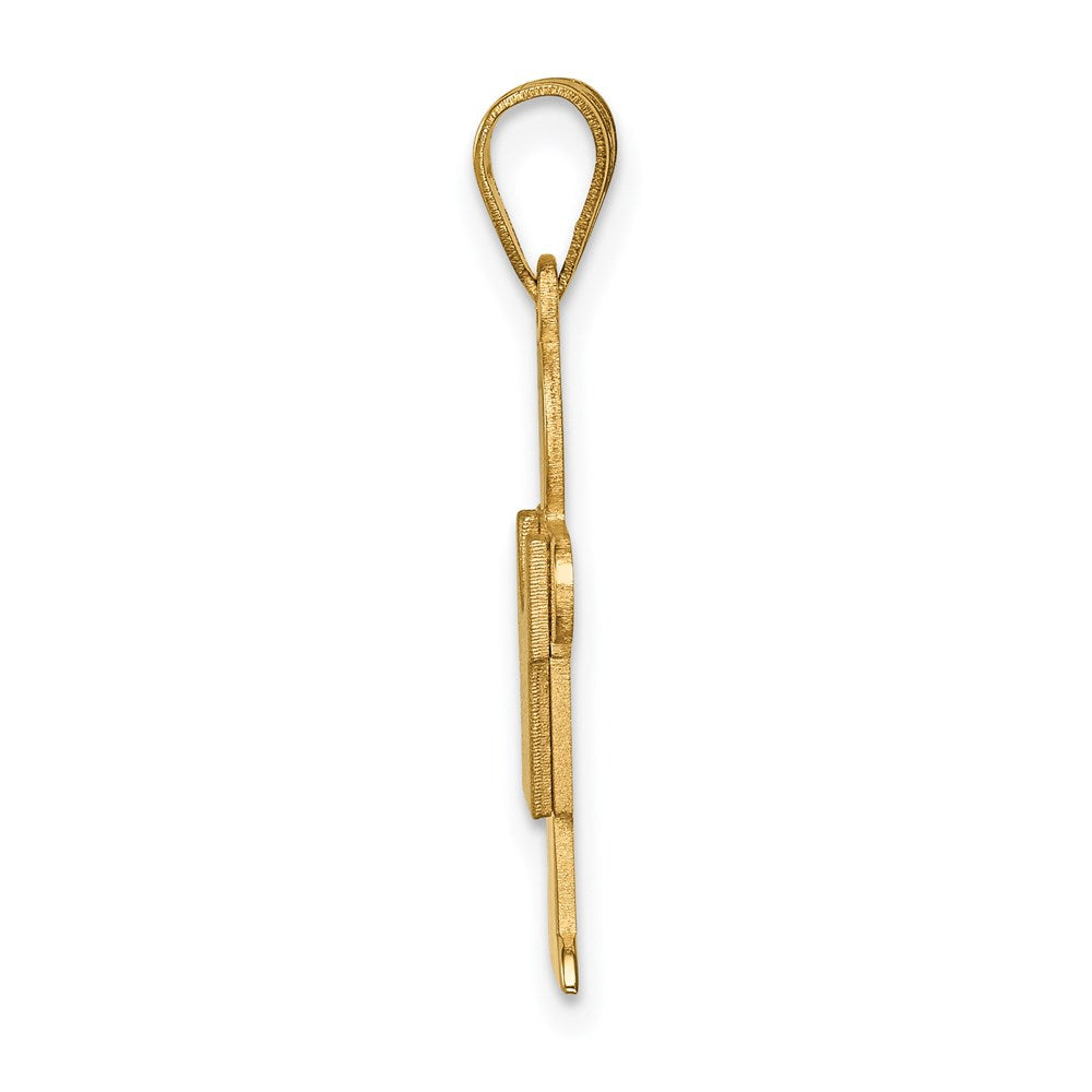 14k Yellow Gold Satin Boy Engravable Charm Pendant Jewelry Gifts (Length 0.98" Width 0.59")