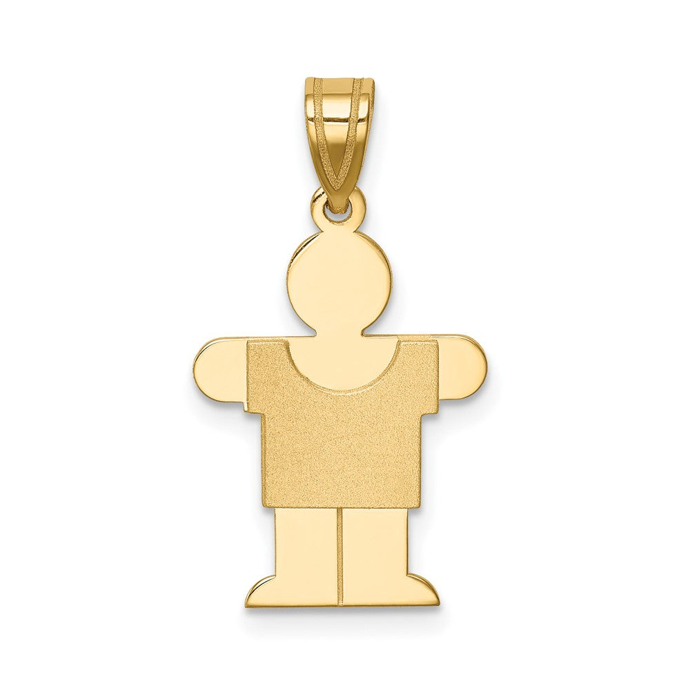 14k Yellow Gold Satin Boy Engravable Charm Pendant Jewelry Gifts (Length 0.98" Width 0.59")