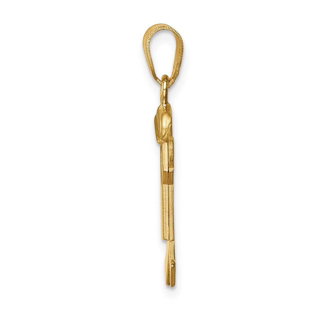14k Two Tone Yellow and White Gold Small Boy with Hat on Left Engravable Charm Pendant Jewelry Gifts (Length 0.98" Width 0.55")