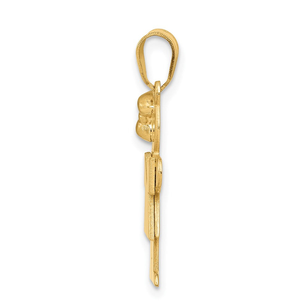 14k Yellow Gold Girl with Bow on Left Engravable Charm Pendant Jewelry Gifts (Length 1.17" Width 0.59")