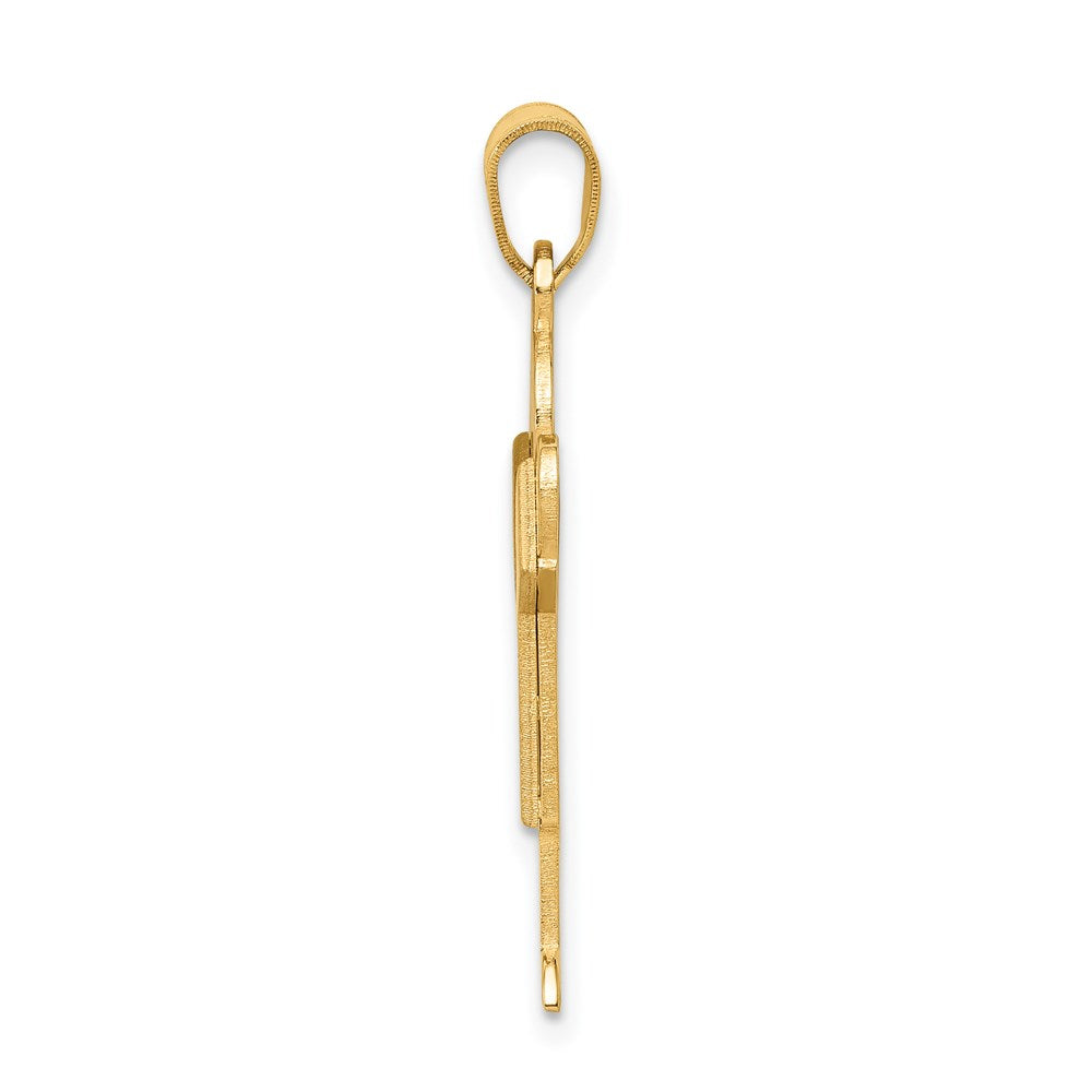 14k Yellow Gold Satin Boy Engravable Charm Pendant Jewelry Gifts (Length 1.37" Width 0.78")
