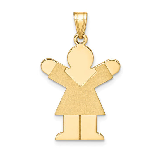 14k Yellow Gold Girl Engravable Charm Pendant Jewelry Gifts (Length 1.37" Width 0.78")