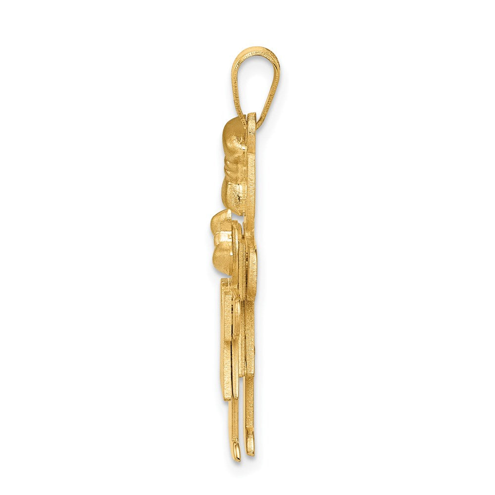 14k Yellow Gold Big Girl and Little Girl Engravable Charm Pendant Jewelry Gifts (Length 1.17" Width 0.78")
