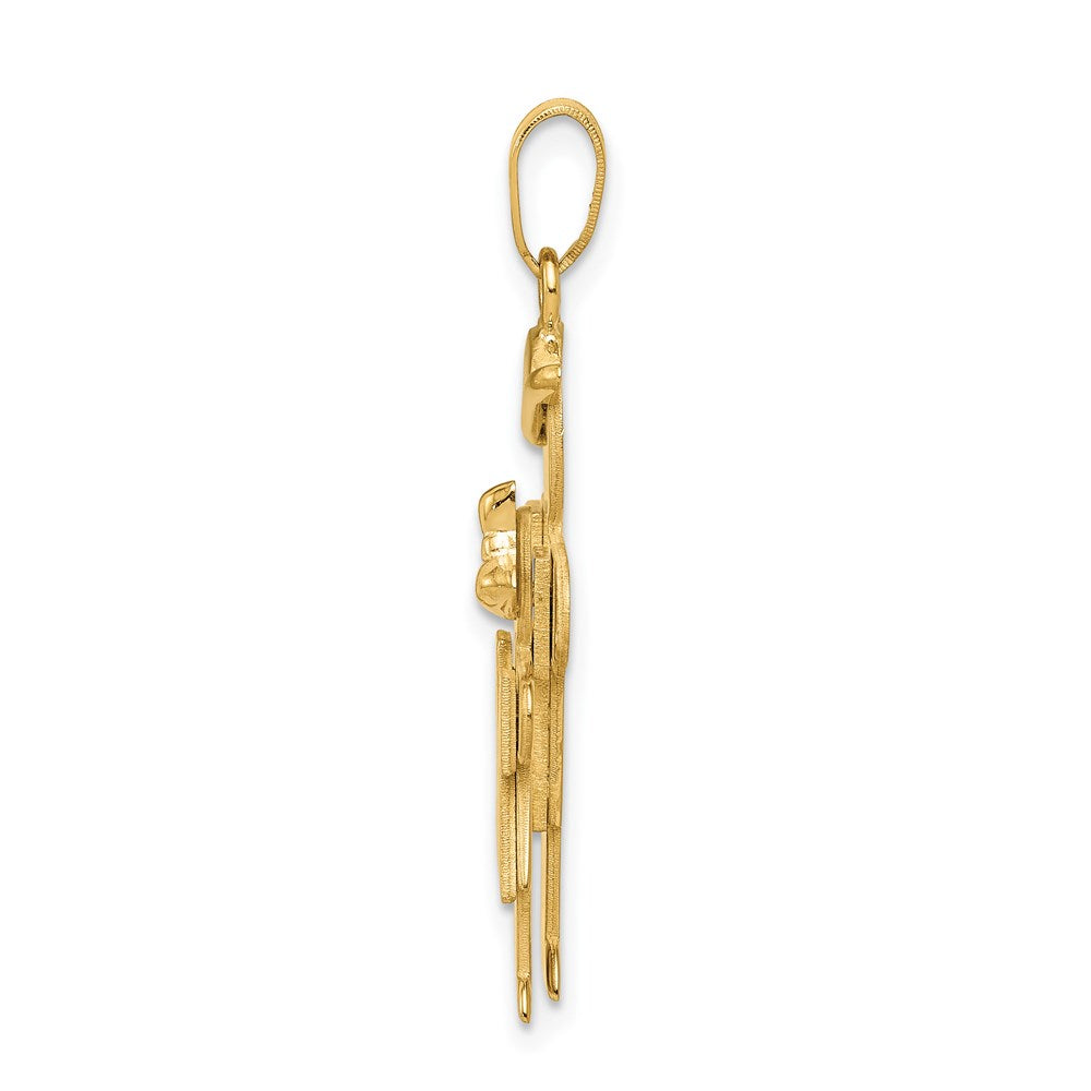 14k Yellow Gold Big Boy and Little Girl Engravable Charm Pendant Jewelry Gifts (Length 1.17" Width 0.78")