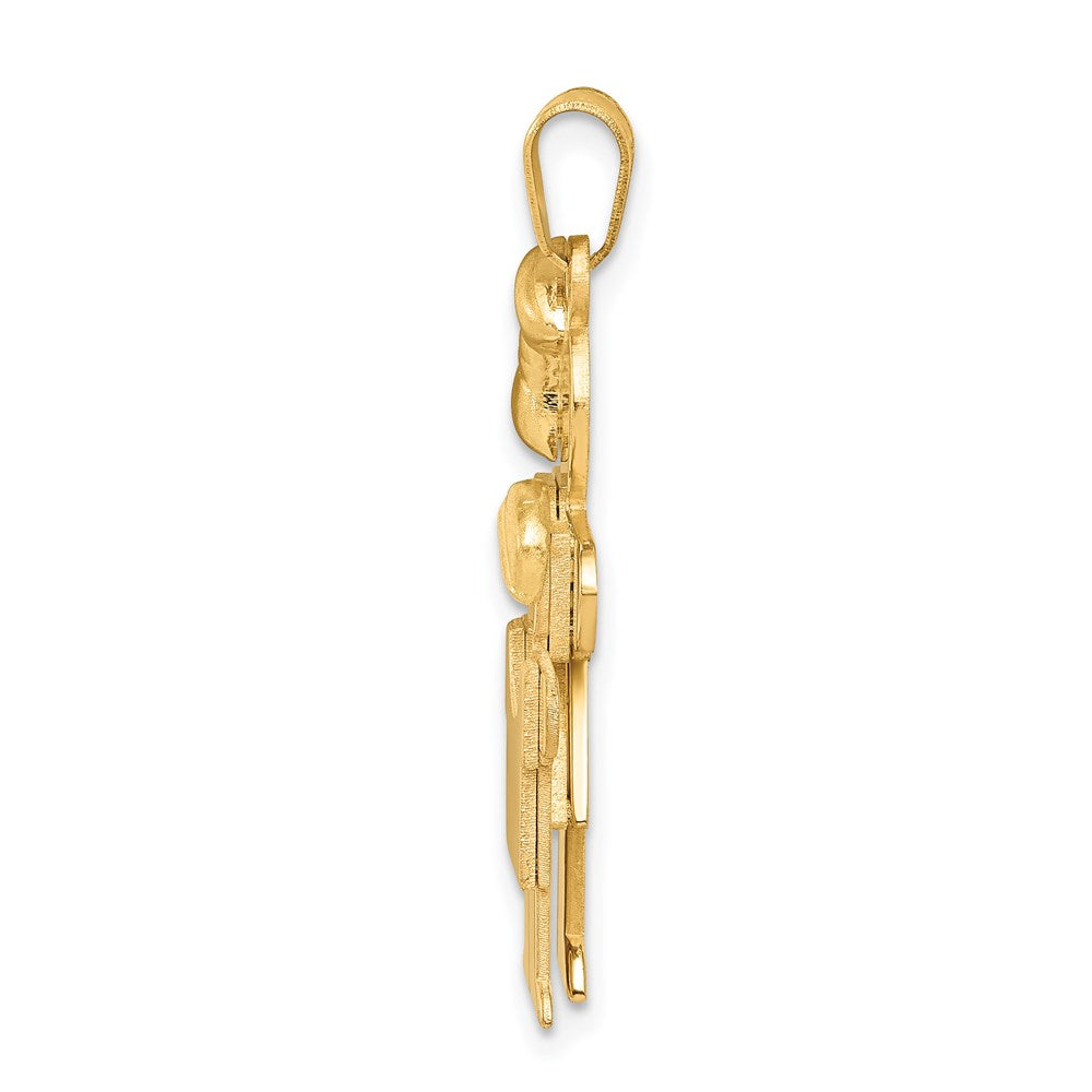 14k Yellow Gold Big Girl and Little Boy Engravable Charm Pendant Jewelry Gifts (Length 1.17" Width 0.78")