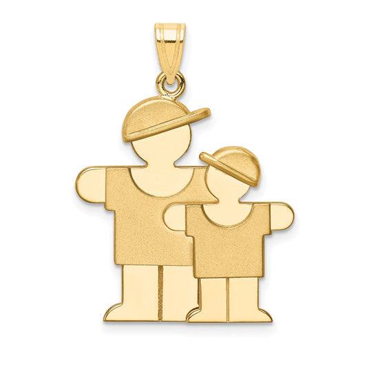 14k Yellow Gold Big Boy and Little Boy Engravable Charm Pendant Jewelry Gifts (Length 1.17" Width 0.86")