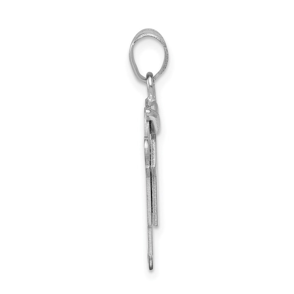 14k White Gold Small Boy with Hat on Right Engravable Charm Pendant Jewelry Gifts (Length 0.98" Width 0.59")