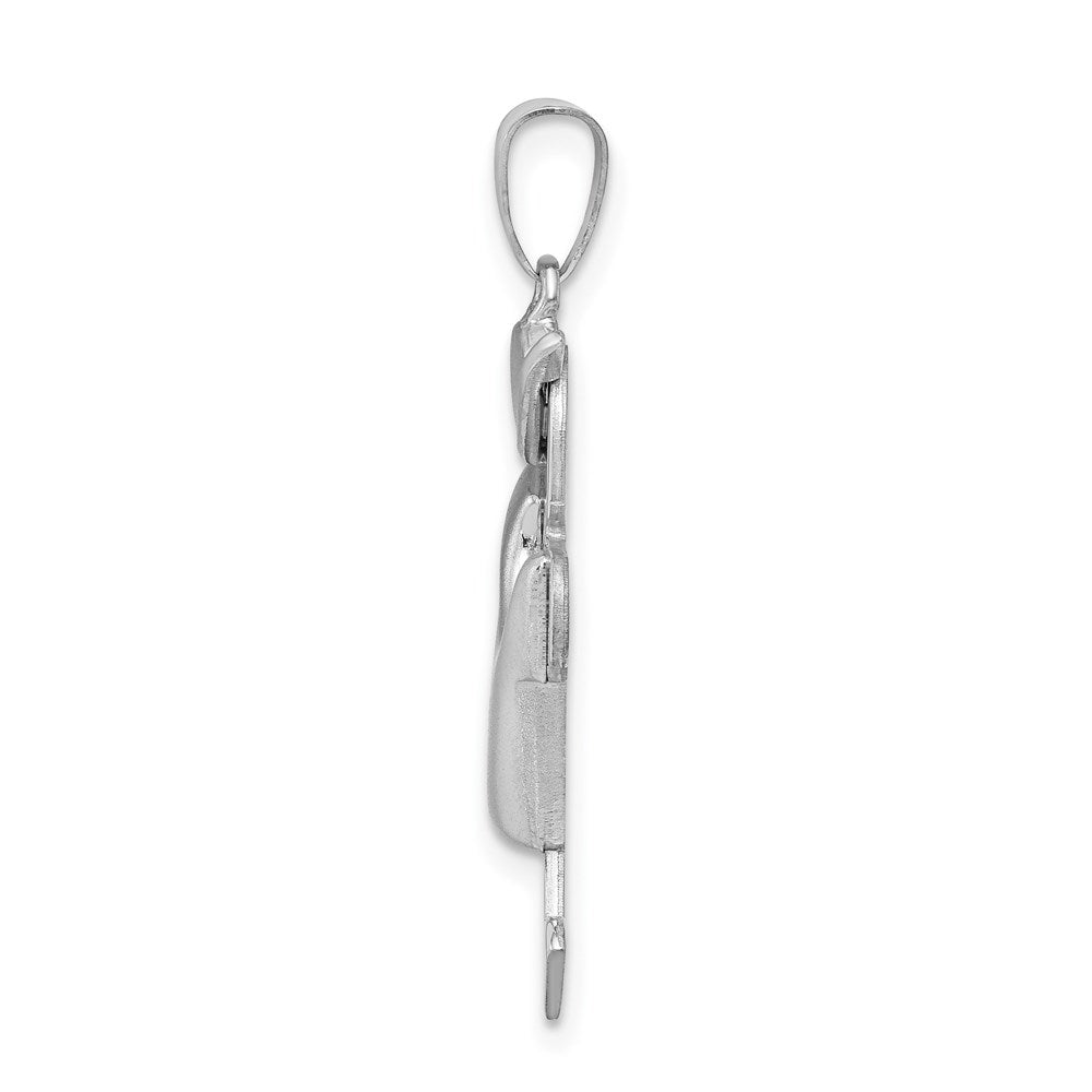 14k White Gold Puffed Boy with Hat on Left Engravable Charm Pendant Jewelry Gifts (Length 1.17" Width 0.78")