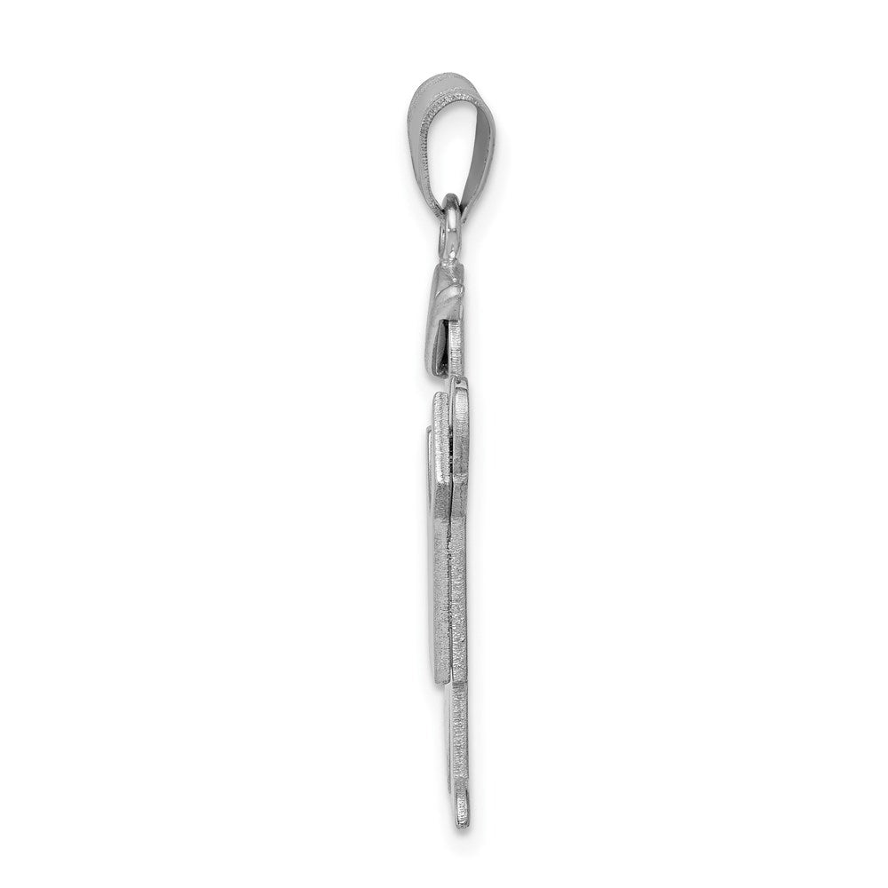14k White Gold Medium Boy with Hat on Left Engravable Charm Pendant Jewelry Gifts (Length 1.17" Width 0.66")