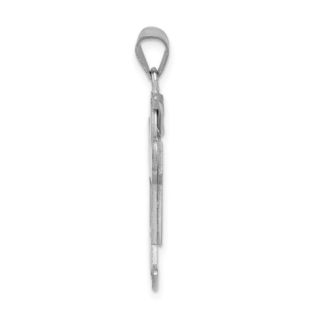 14k White Gold Medium Boy with Hat on Right Engravable Charm Pendant Jewelry Gifts (Length 1.17" Width 0.7")