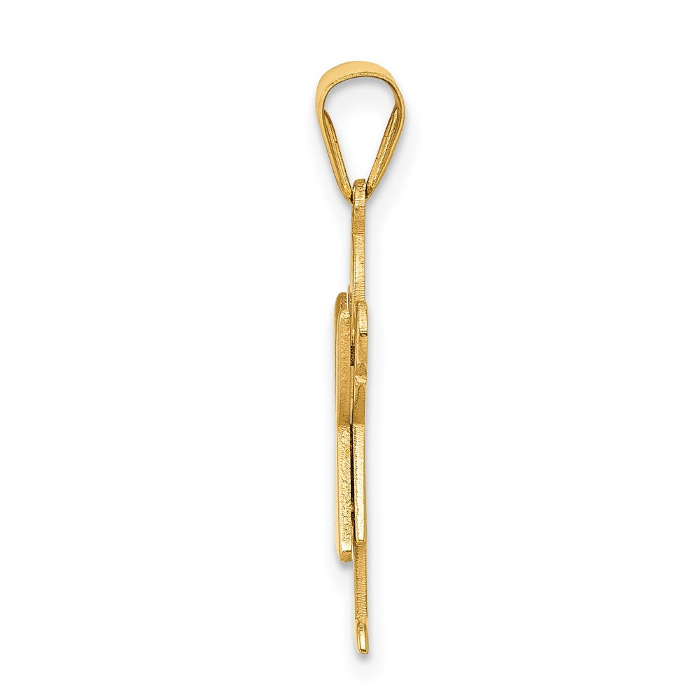 14k Yellow Gold Satin Girl with Ruffled Skirt Engravable Charm Pendant Jewelry Gifts (Length 0.98" Width 0.59")