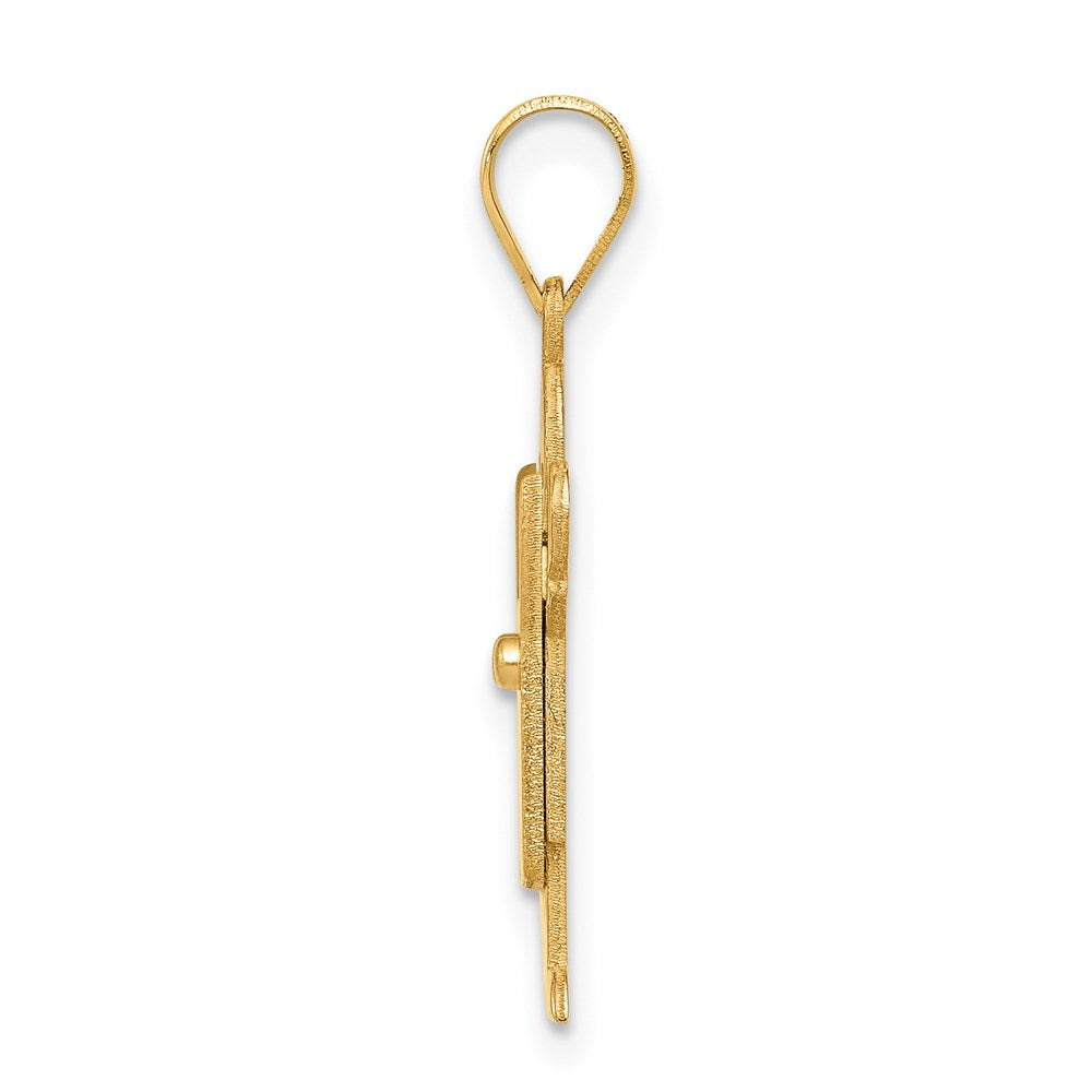 14k Yellow Gold Satin Boy with Overalls Engravable Charm Pendant Jewelry Gifts (Length 0.98" Width 0.59")