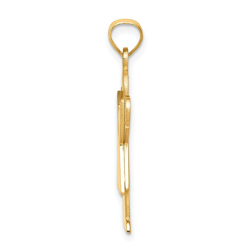 14k Yellow Gold Satin Girl with Ruffled Skirt Engravable Charm Pendant Jewelry Gifts (Length 1.17" Width 0.78")