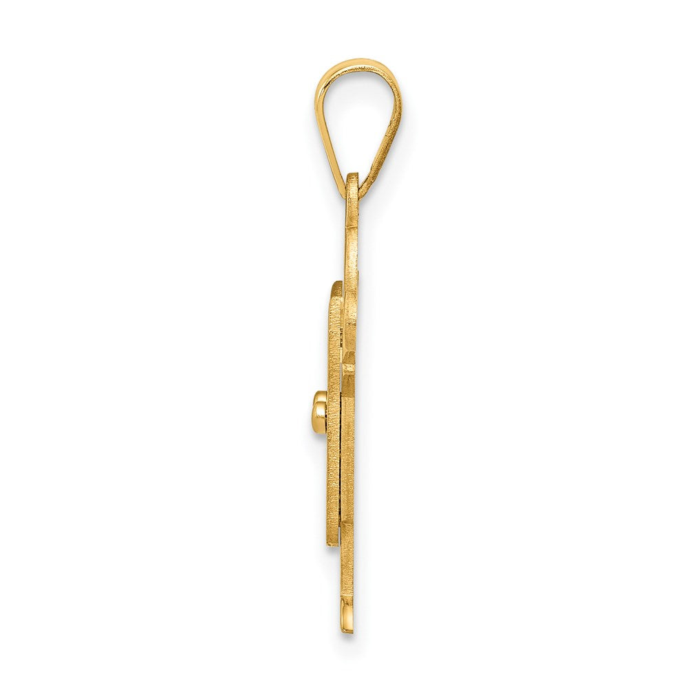 14k Yellow Gold Satin Boy with Overalls Engravable Charm Pendant Jewelry Gifts (Length 1.17" Width 0.78")