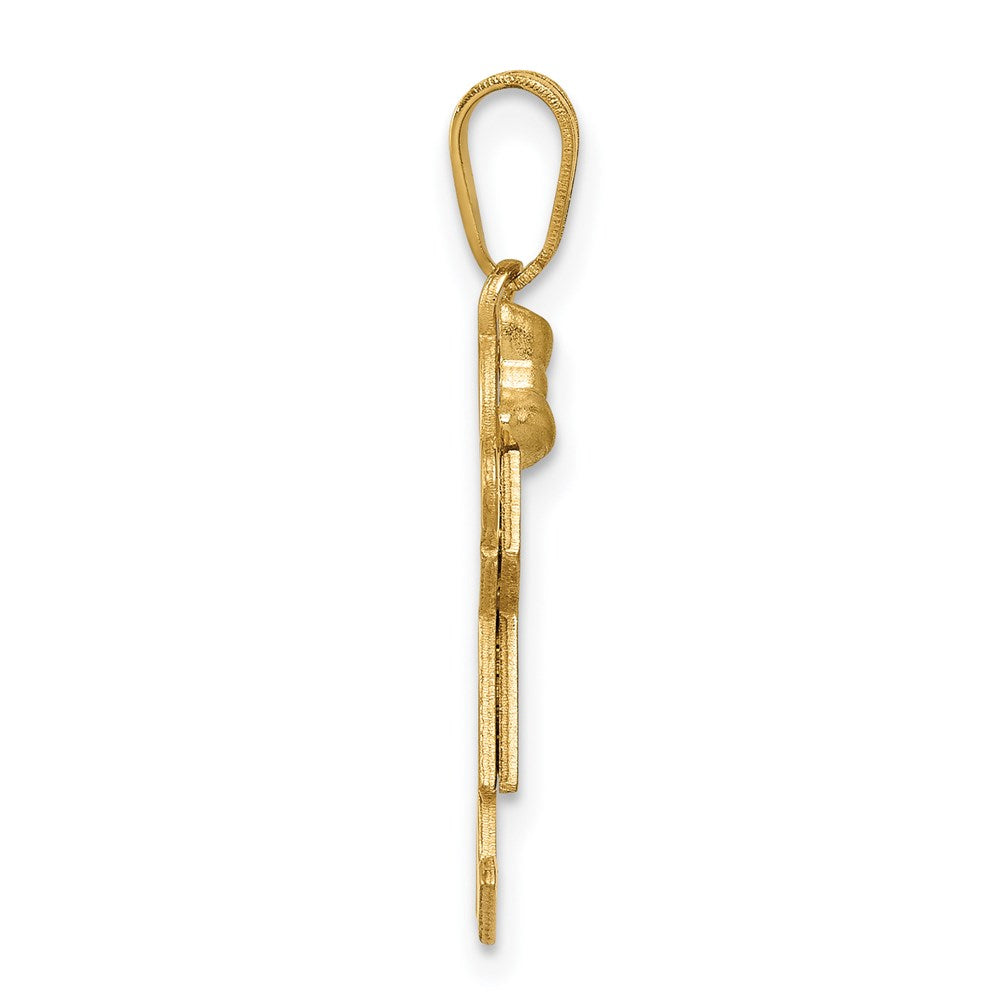 14k Yellow Gold Girl with Bow on Left Engravable Charm Pendant Jewelry Gifts (Length 1.17" Width 0.59")