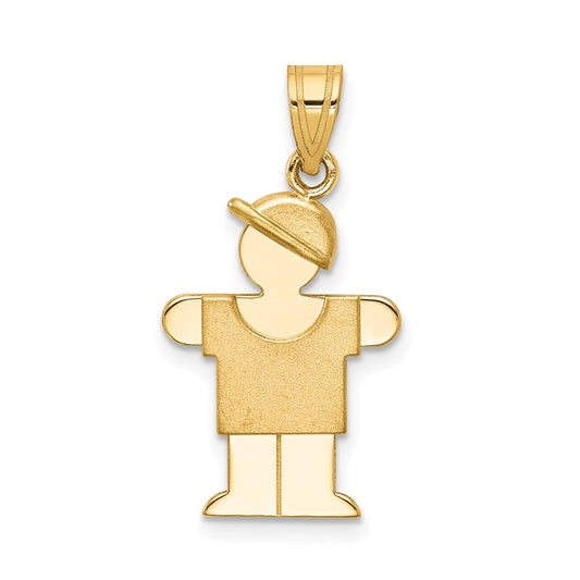 14k Yellow Gold Boy with Hat on Right Engravable Charm Pendant Jewelry Gifts (Length 0.98" Width 0.59")