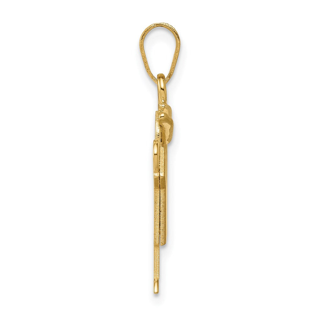 14k Yellow Gold Boy with Hat on Right Engravable Charm Pendant Jewelry Gifts (Length 0.98" Width 0.59")