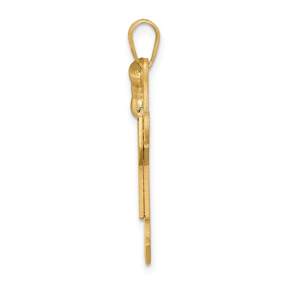 14k Yellow Gold Girl with Bow on Left Engravable Charm Pendant Jewelry Gifts (Length 1.17" Width 0.78")