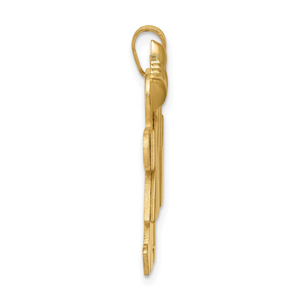 14k Yellow Gold Girl on Left and Boy on Right Engravable Charm Pendant Jewelry Gifts (Length 1.01" Width 1.37")