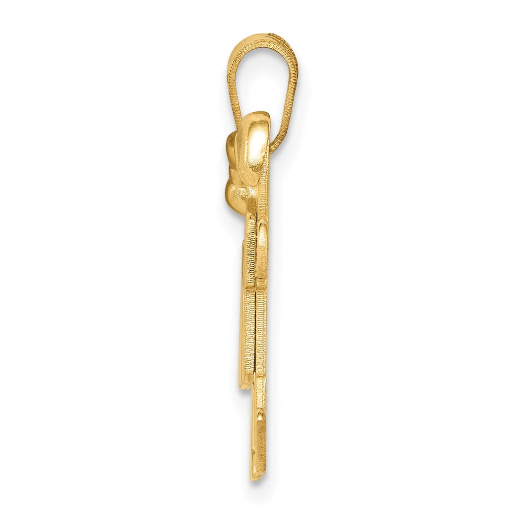 14k Yellow Gold Small Girl on Left and Boy on Right Engravable Charm Pendant Jewelry Gifts (Length 0.86" Width 1.01")