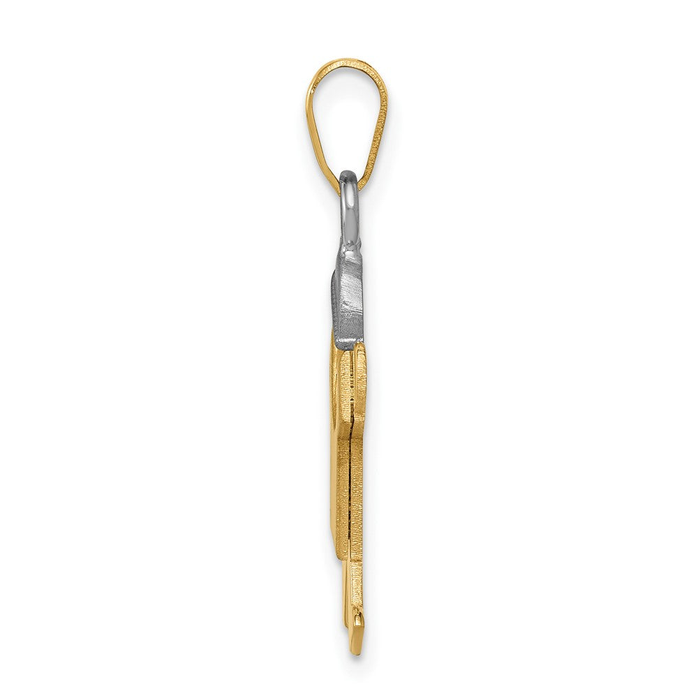 14k Two Tone Yellow and White Gold Small Boy with Hat on Right Engravable Charm Pendant Jewelry Gifts (Length 0.98" Width 0.74")