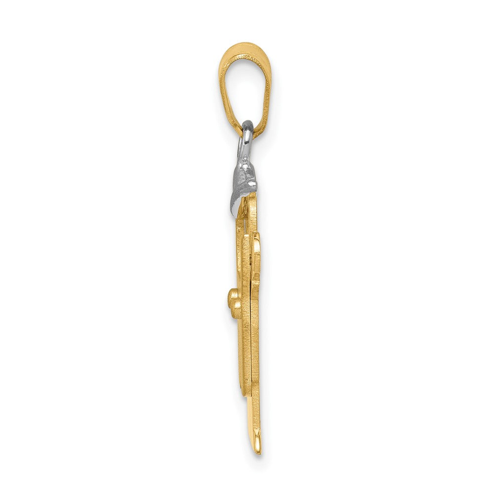 14k Two Tone Yellow and White Gold Small Boy with Hat on Left Engravable Charm Pendant Jewelry Gifts (Length 0.98" Width 0.74")