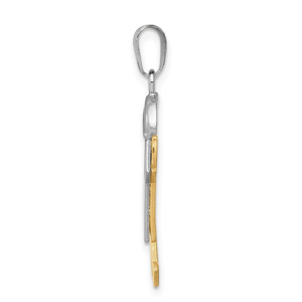 14k Two Tone Yellow and White Gold Large Boy with Hat on Right Engravable Charm Pendant Jewelry Gifts (Length 1.17" Width 0.78")