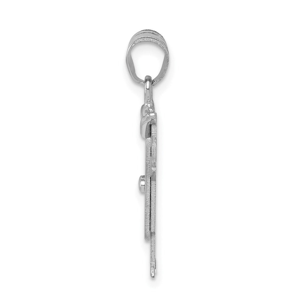 14k White Gold Small Boy with Hat on Left Engravable Charm Pendant Jewelry Gifts (Length 0.98" Width 0.51")
