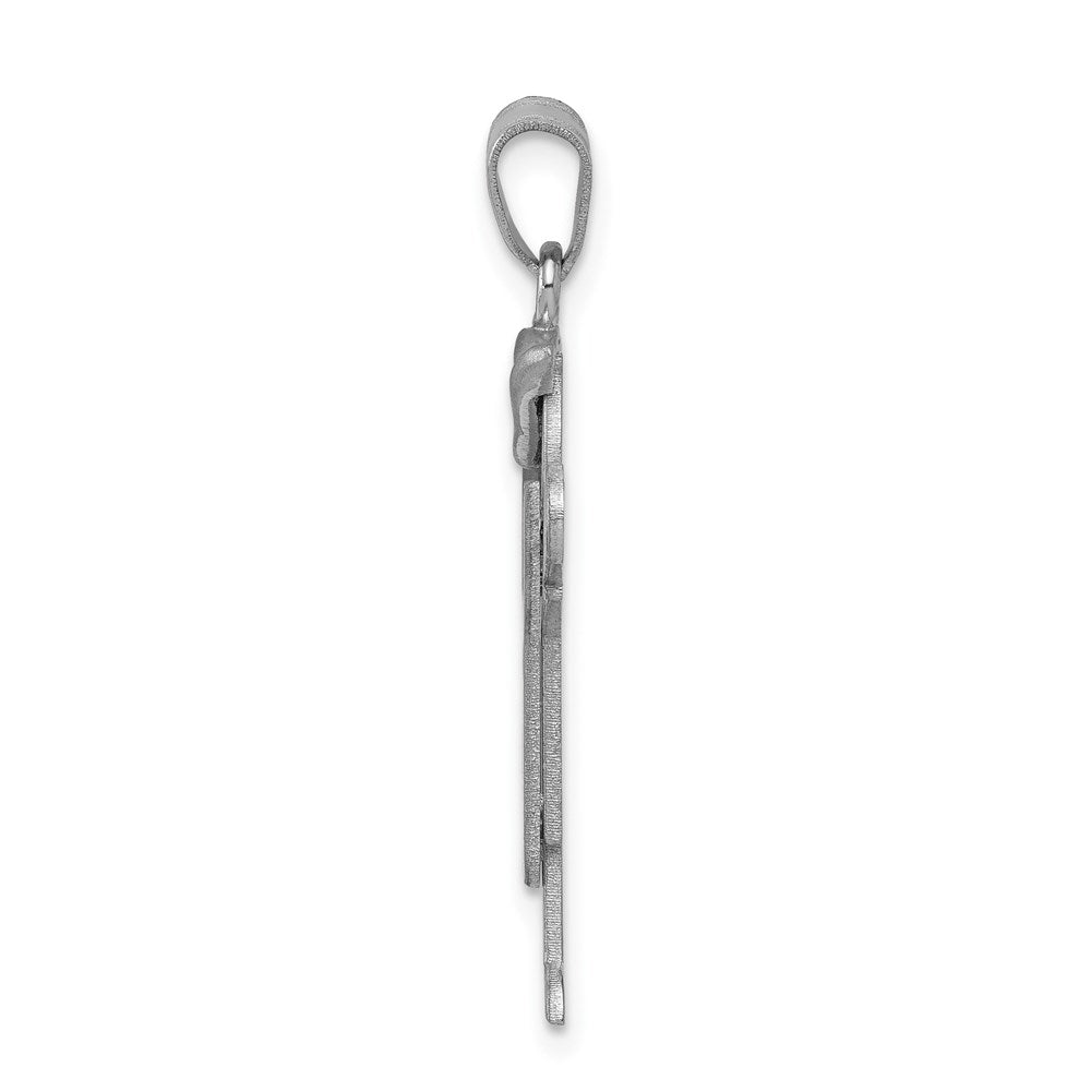 14k White Gold Medium Boy with Hat on Left Engravable Charm Pendant Jewelry Gifts (Length 1.17" Width 0.78")