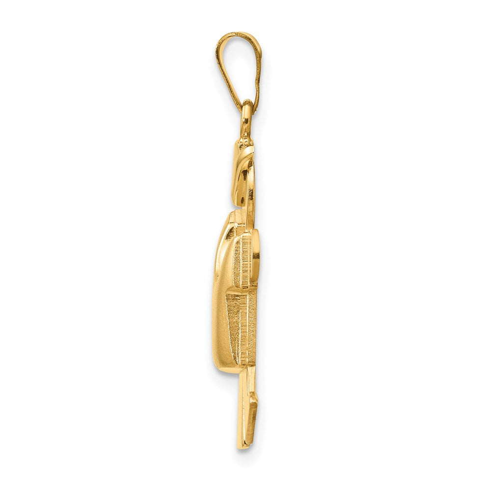 14k Yellow Gold Puffed Boy with Hat on Left Engravable Charm Pendant Jewelry Gifts (Length 1.17" Width 0.78")