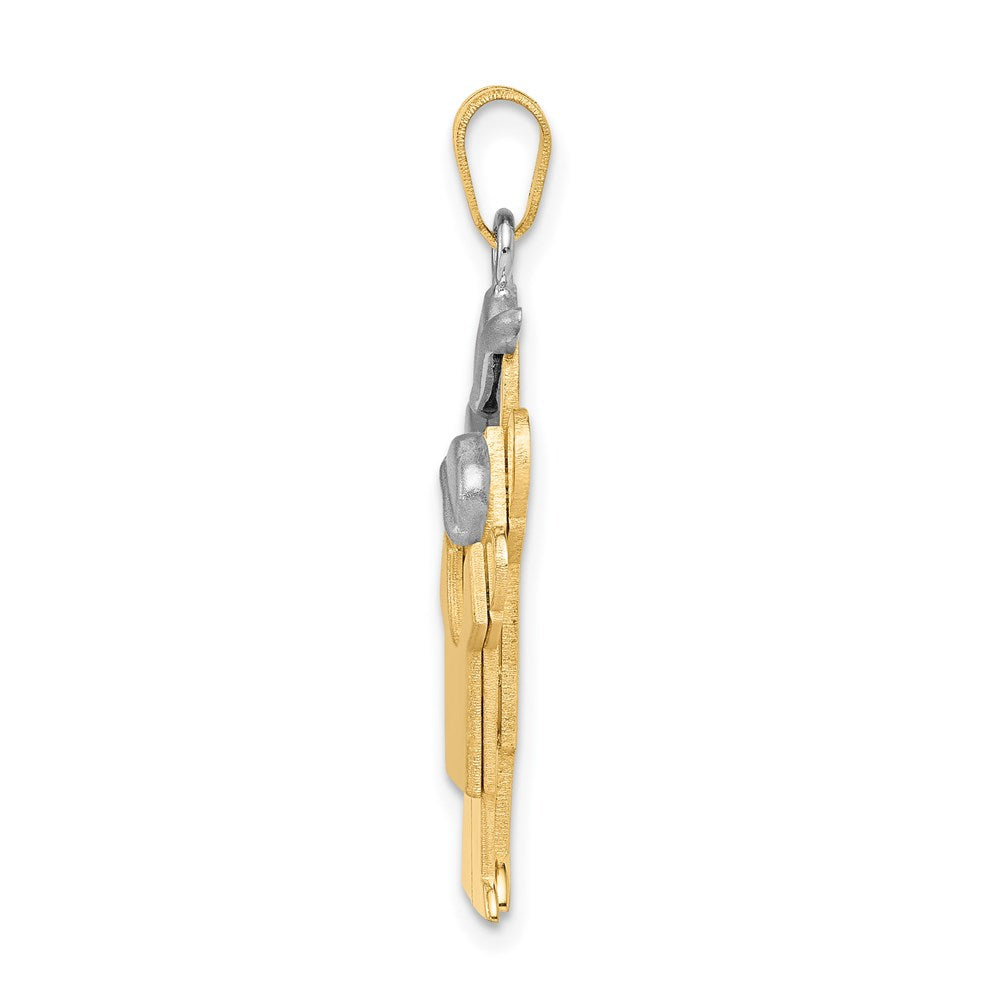 14k Two Tone Yellow and White Gold Big Boy and Little Boy Engravable Charm Pendant Jewelry Gifts (Length 1.17" Width 0.98")
