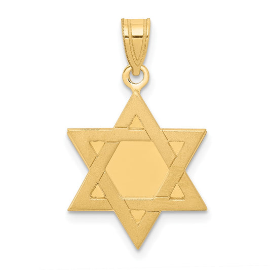 14k Yellow Gold Star of David Engravable Charm Pendant Jewelry Gifts (Length 0.98" Width 0.62")