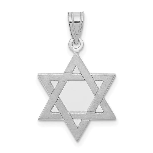14k White Gold Star of David Engravable Charm Pendant Jewelry Gifts (Length 0.98" Width 0.62")