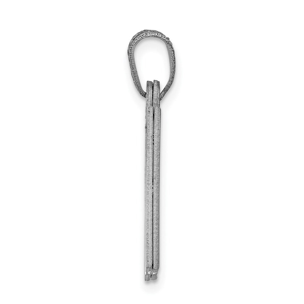 14k White Gold Satin Chai Engravable Charm Pendant Jewelry Gifts (Length 0.86" Width 0.62")