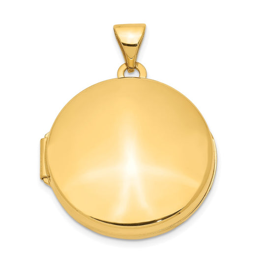 14k Yellow Gold 20mm Round Plain Domed Locket Engravable Charm Pendant Jewelry Gifts (Length 1.06" Width 0.82")