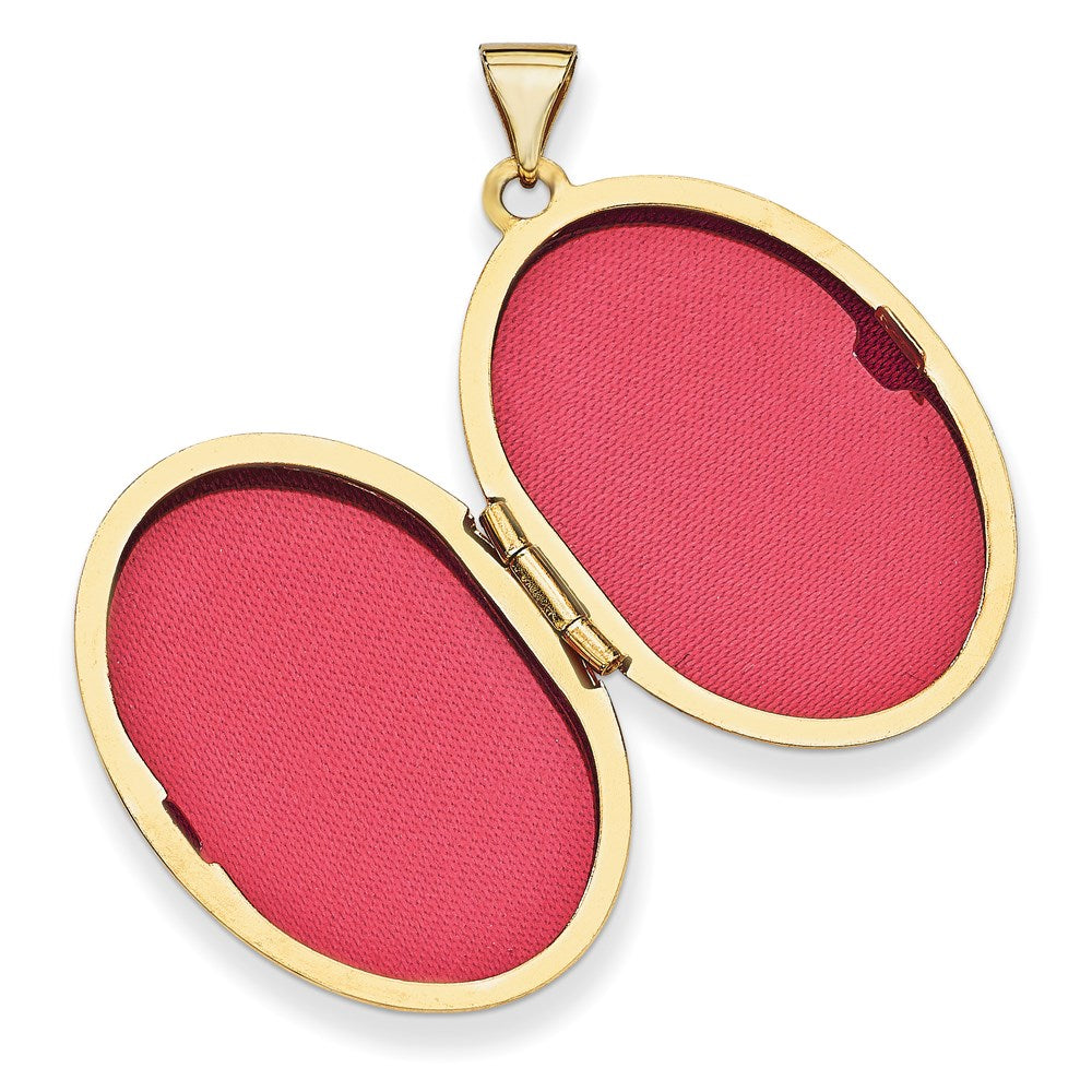 14k Yellow Gold 26mm Oval 1 2 Hand Engraved Locket Engravable Charm Pendant Jewelry Gifts (Length 1.29" Width 0.76")