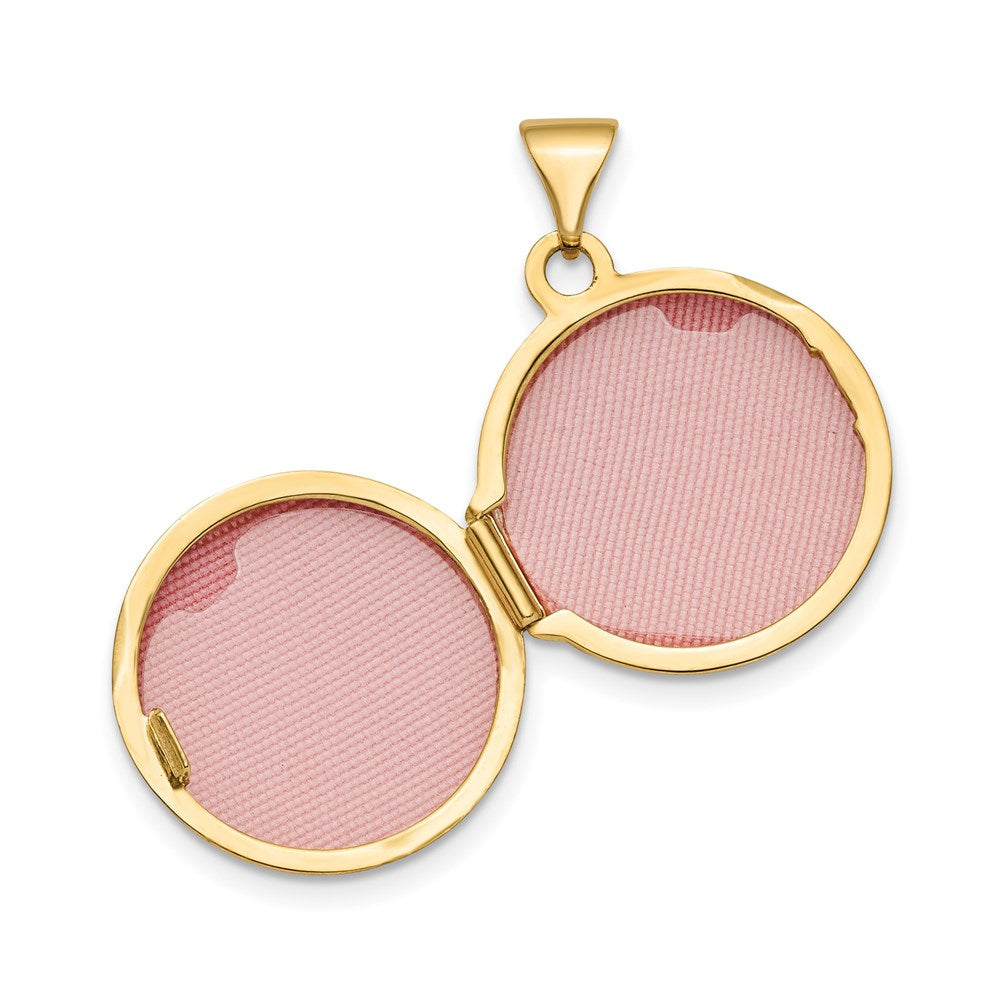 14k Yellow Gold Polished Domed 16mm Round Locket Engravable Charm Pendant Jewelry Gifts (Length 0.9" Width 0.66")