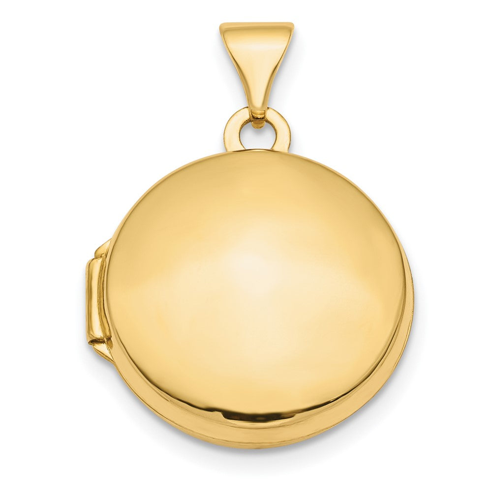 14k Yellow Gold Polished Domed 16mm Round Locket Engravable Charm Pendant Jewelry Gifts (Length 0.9" Width 0.66")