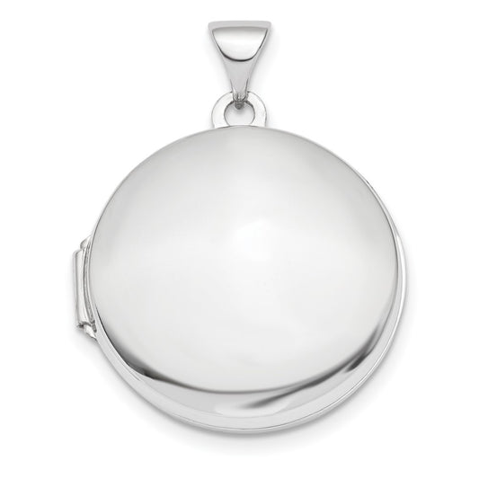 14k White Gold Polished Domed 20mm Round Locket Engravable Charm Pendant Jewelry Gifts (Length 1.06" Width 0.82")