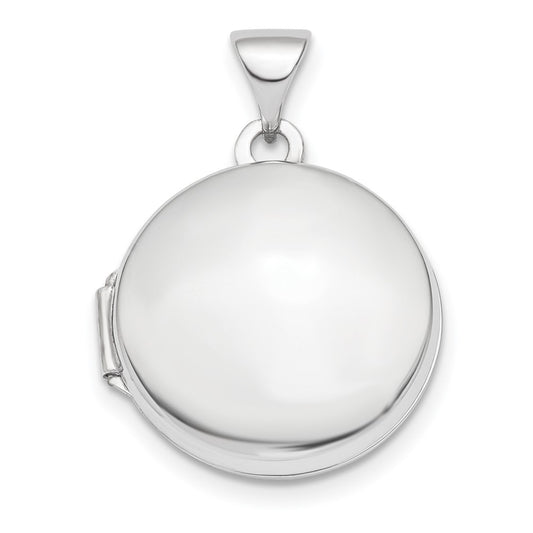 14k White Gold Polished Domed 16mm Round Locket Engravable Charm Pendant Jewelry Gifts (Length 0.9" Width 0.66")