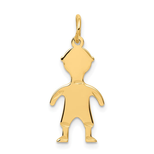 14k Yellow Gold .011 Depth BoyEngravable Charm Pendant Jewelry Gifts (Length 0.98" Width 0.39")