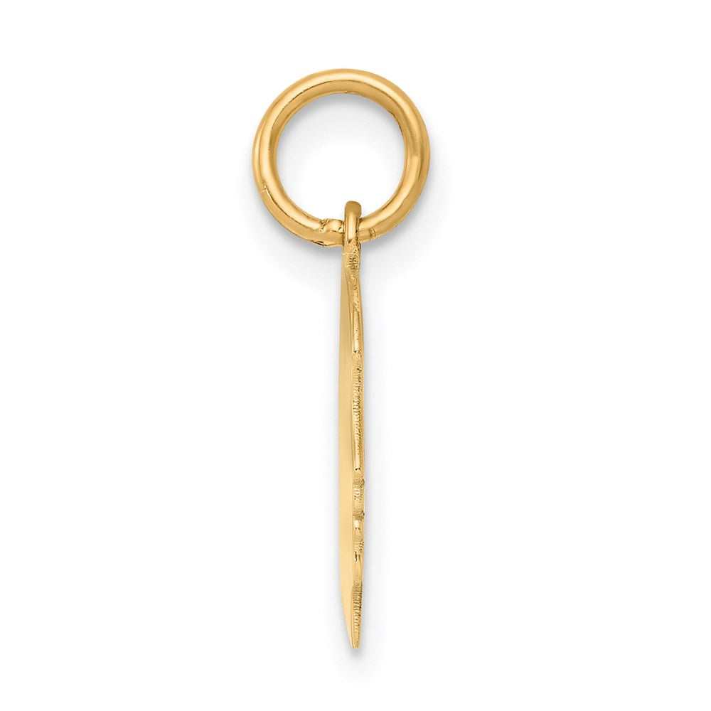 14k Yellow Gold Plain Small .011 Gauge Facing Right Girl HeadEngravable Charm Pendant Jewelry Gifts (Length 0.7" Width 0.39")