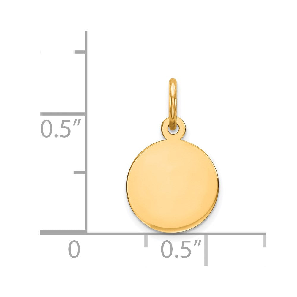 14k Yellow Gold Plain .018 Gauge Circular Disc Engravable Charm Pendant Jewelry Gifts (Length 0.66" Width 0.39")