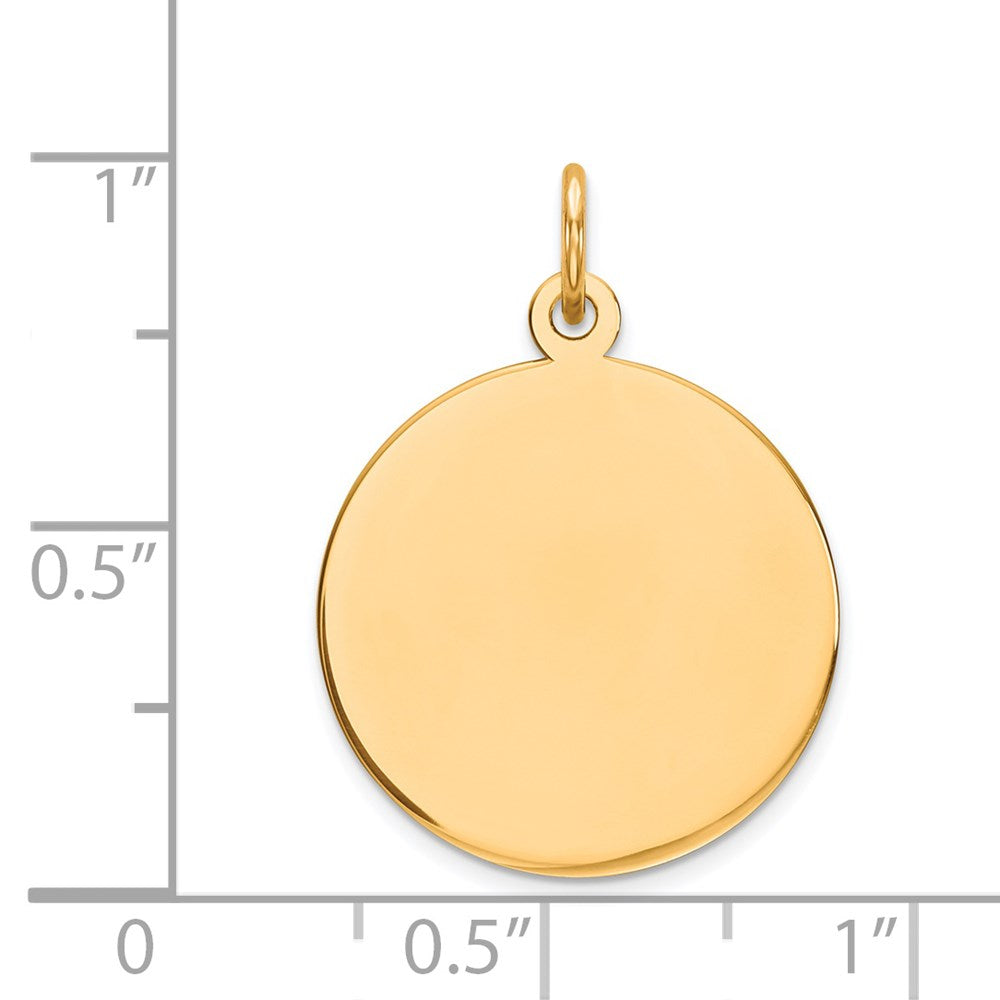 14k Yellow Gold Plain .035 Gauge Circular Disc Engravable Charm Pendant Jewelry Gifts (Length 0.94" Width 0.7")