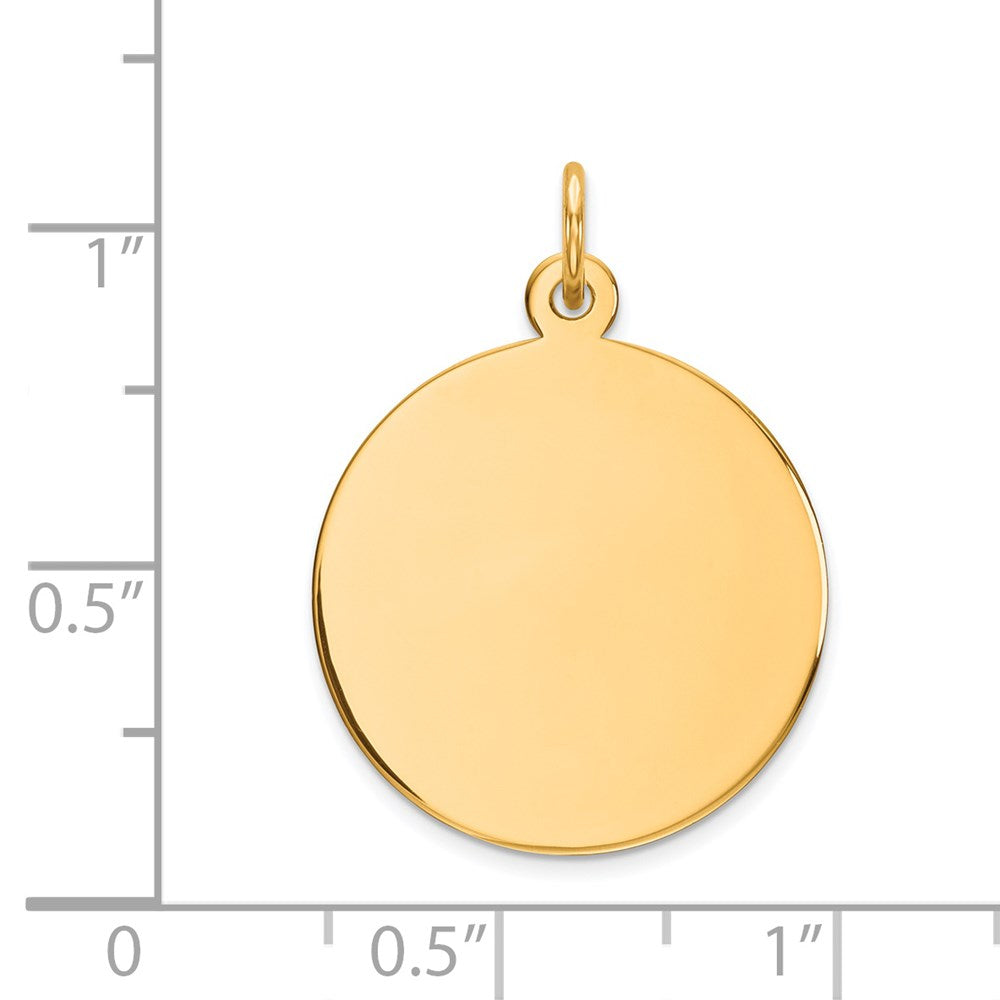14k Yellow Gold Plain .018 Gauge Circular Disc Engravable Charm Pendant Jewelry Gifts (Length 1.01" Width 0.74")